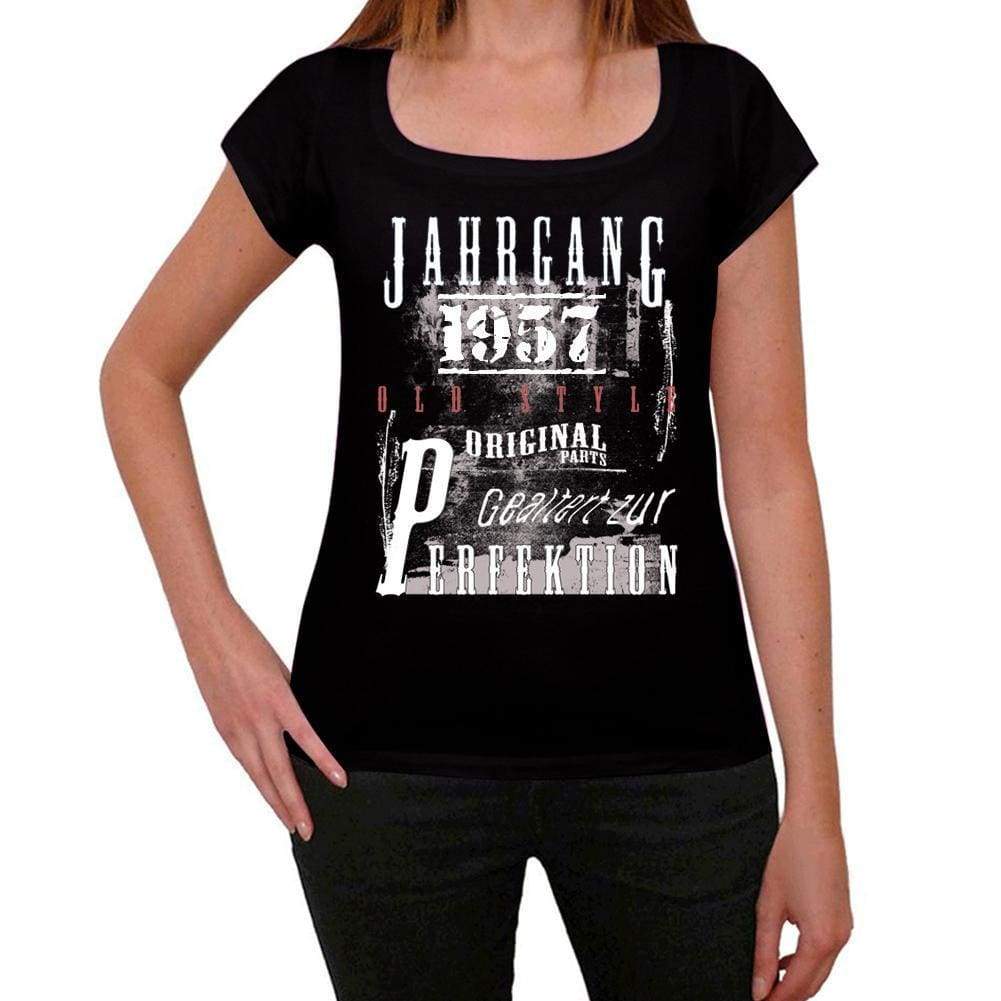 Jahrgang Birthday 1957 Black Womens Short Sleeve Round Neck T-Shirt Gift T-Shirt 00353 - Black / Xs - Casual