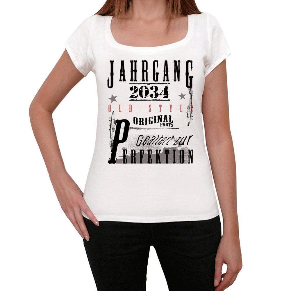 Jahrgang Birthday 2034 White Womens Short Sleeve Round Neck T-Shirt Gift T-Shirt 00351 - White / Xs - Casual