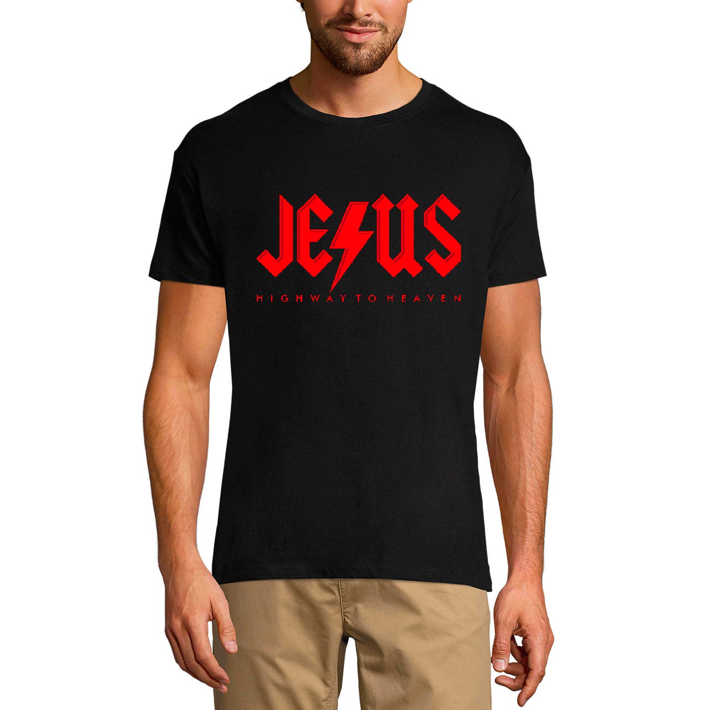 ULTRABASIC Men's T-Shirt Jesus Highway to Heaven - Religious Shirt