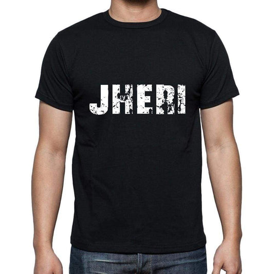Jheri Mens Short Sleeve Round Neck T-Shirt 5 Letters Black Word 00006 - Casual