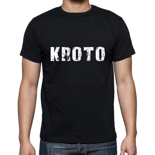 Kroto Mens Short Sleeve Round Neck T-Shirt 5 Letters Black Word 00006 - Casual
