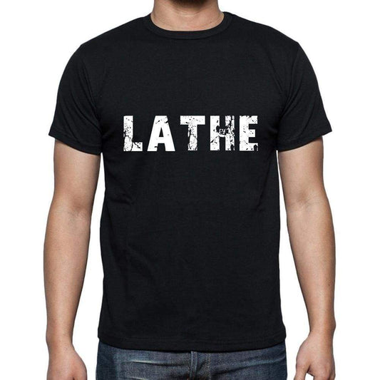 Lathe Mens Short Sleeve Round Neck T-Shirt 5 Letters Black Word 00006 - Casual