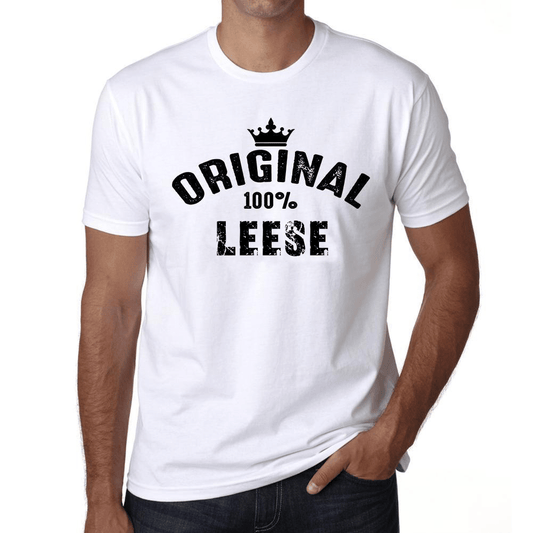 Leese 100% German City White Mens Short Sleeve Round Neck T-Shirt 00001 - Casual