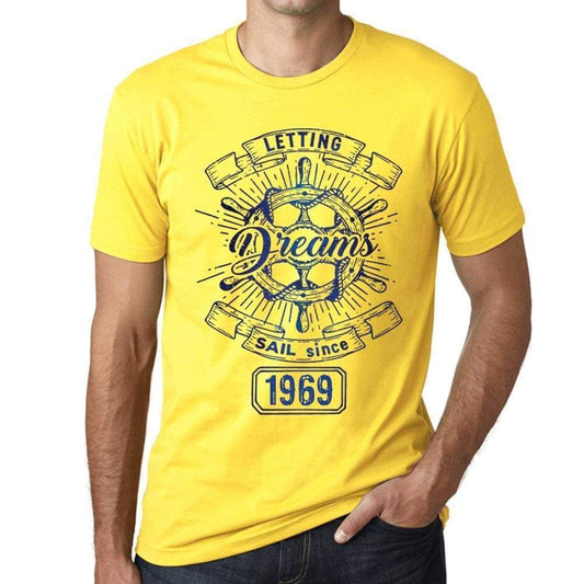 Letting Dreams Sail Since 1969 Mens T-Shirt Yellow Birthday Gift 00405 - Yellow / Xs - Casual