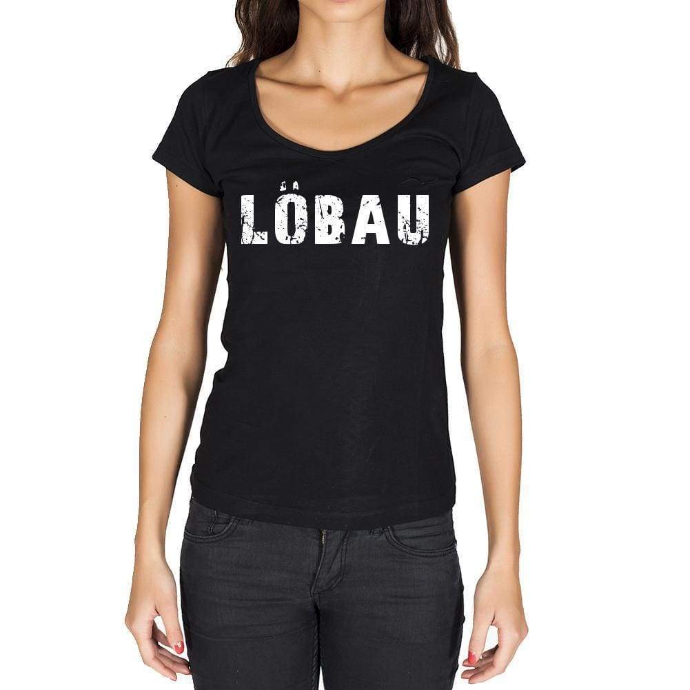 Löbau German Cities Black Womens Short Sleeve Round Neck T-Shirt 00002 - Casual