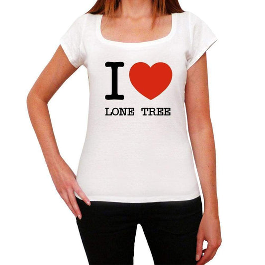 Lone Tree I Love Citys White Womens Short Sleeve Round Neck T-Shirt 00012 - White / Xs - Casual