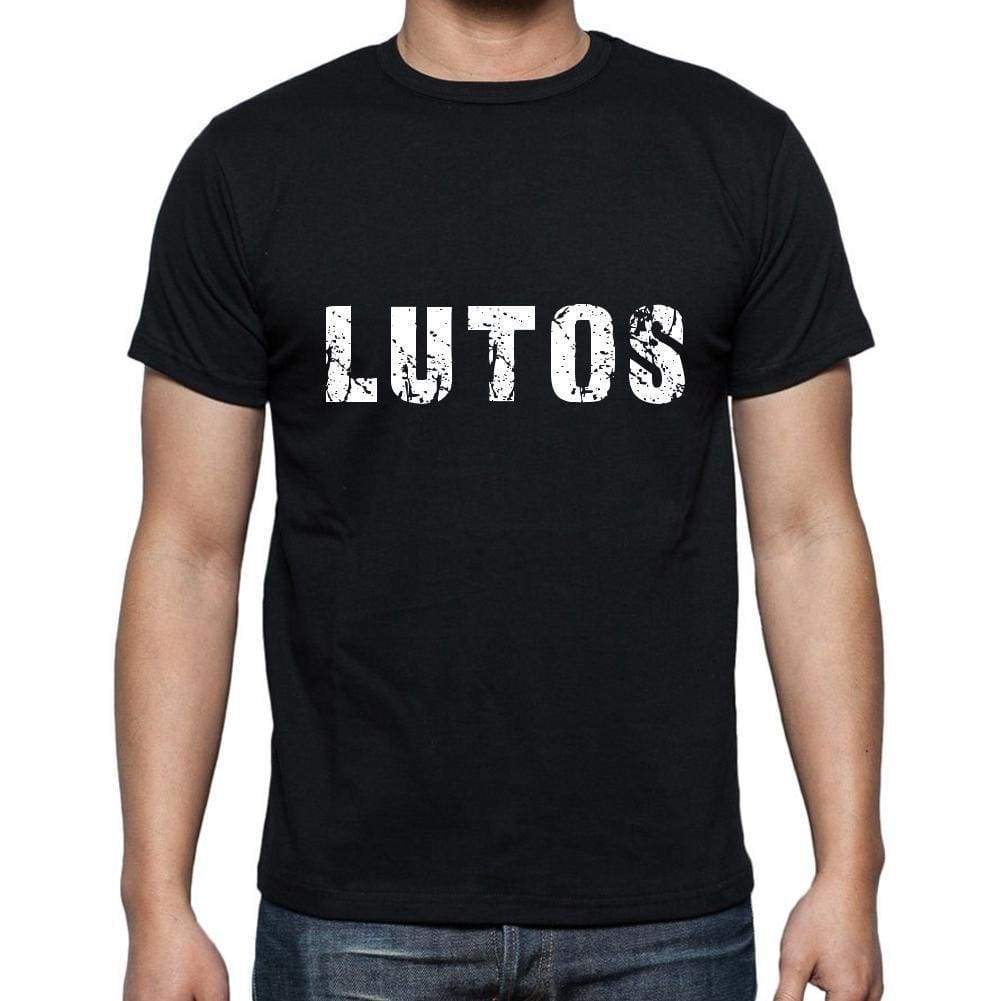 Lutos Mens Short Sleeve Round Neck T-Shirt 5 Letters Black Word 00006 - Casual