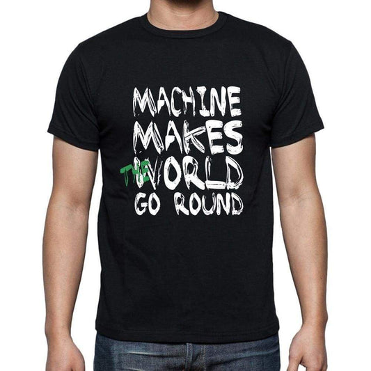 Machine World Goes Round Mens Short Sleeve Round Neck T-Shirt 00082 - Black / S - Casual