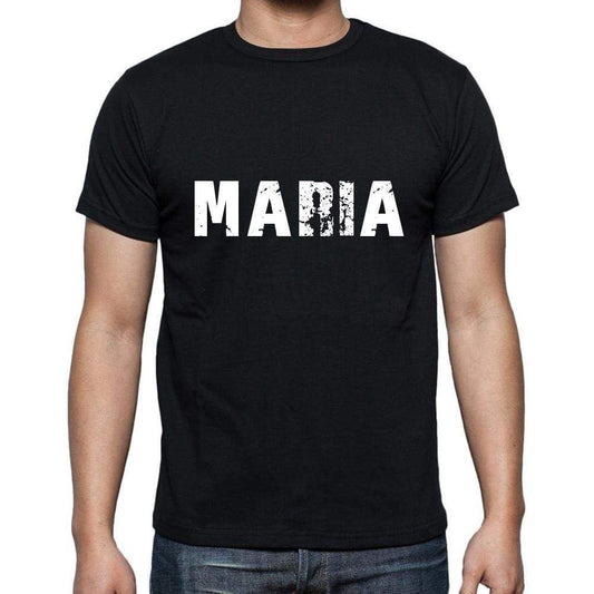 Maria Mens Short Sleeve Round Neck T-Shirt 5 Letters Black Word 00006 - Casual