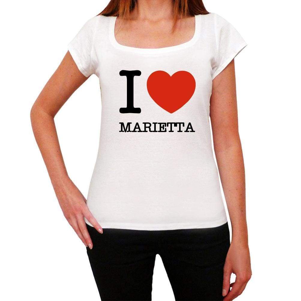 Marietta I Love Citys White Womens Short Sleeve Round Neck T-Shirt 00012 - White / Xs - Casual