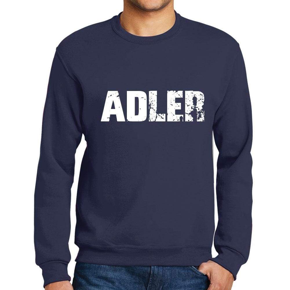 Mens Printed Graphic Sweatshirt Popular Words Adler French Navy - French Navy / Small / Cotton - Sweatshirts