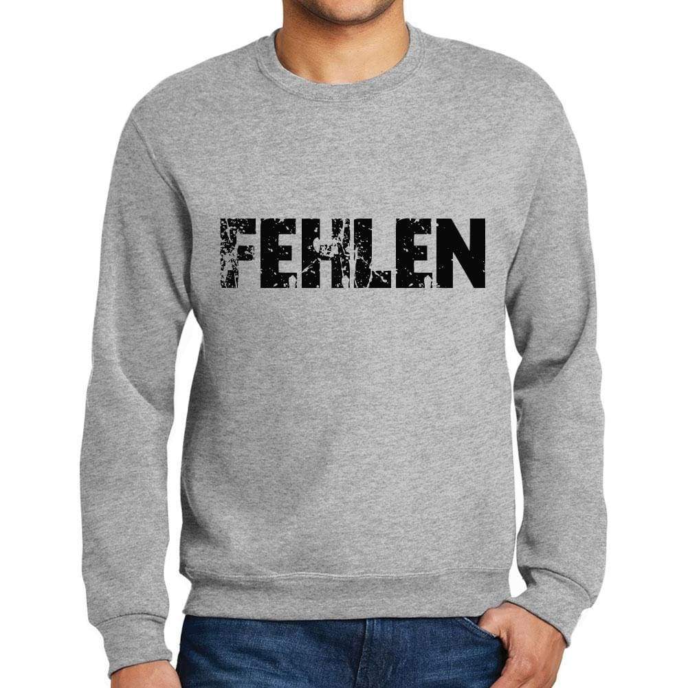 Mens Printed Graphic Sweatshirt Popular Words Fehlen Grey Marl - Grey Marl / Small / Cotton - Sweatshirts