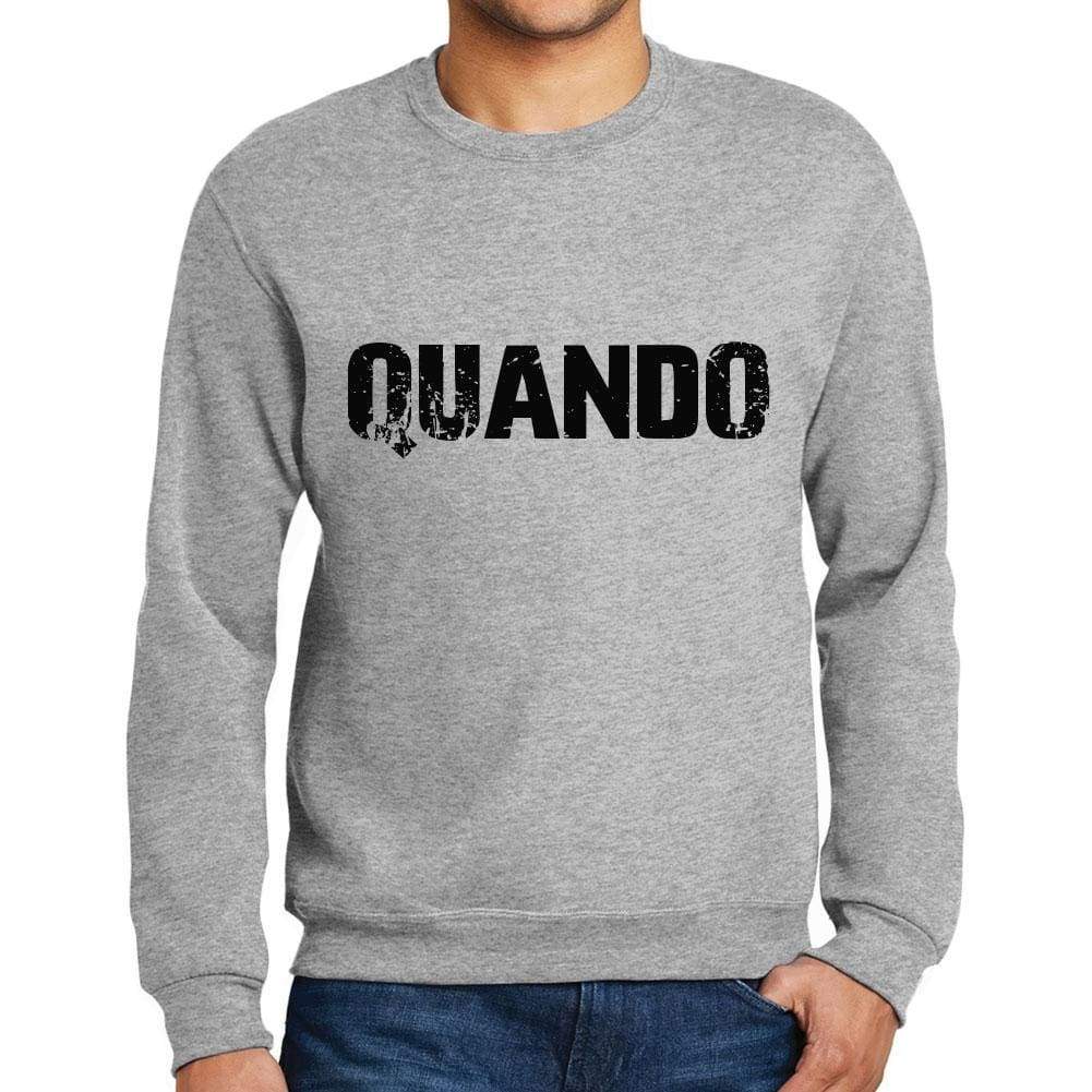 Mens Printed Graphic Sweatshirt Popular Words Quando Grey Marl - Grey Marl / Small / Cotton - Sweatshirts