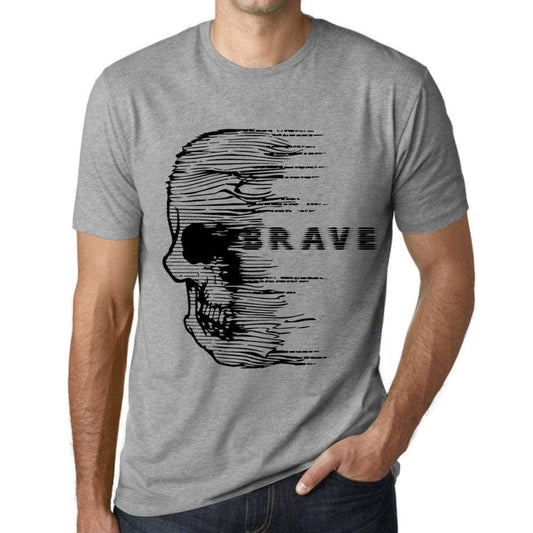 Mens Vintage Tee Shirt Graphic T Shirt Anxiety Skull Brave Grey Marl - Grey Marl / Xs / Cotton - T-Shirt