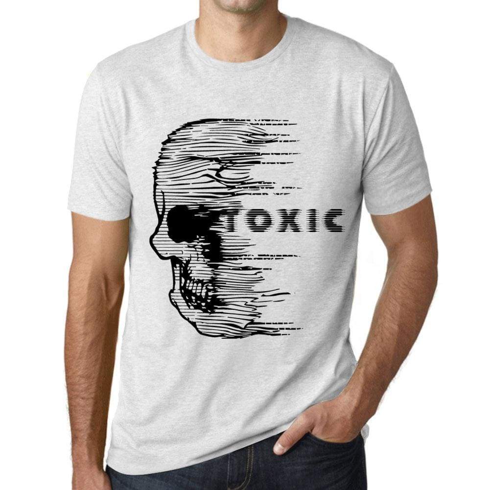 Mens Vintage Tee Shirt Graphic T Shirt Anxiety Skull Toxic Vintage White - Vintage White / Xs / Cotton - T-Shirt