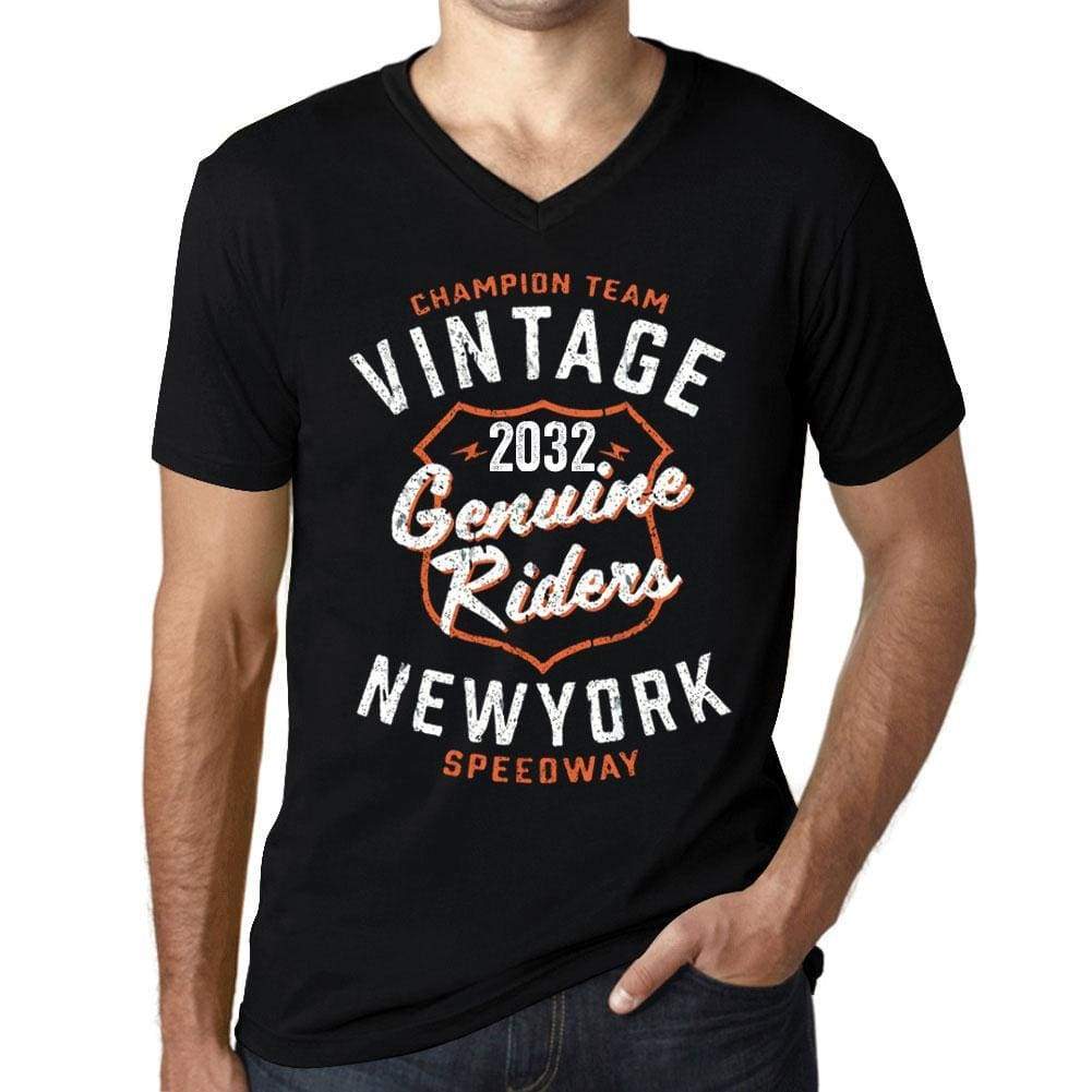 Mens Vintage Tee Shirt Graphic V-Neck T Shirt Genuine Riders 2032 Black - Black / S / Cotton - T-Shirt
