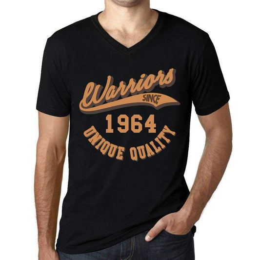 Mens Vintage Tee Shirt Graphic V-Neck T Shirt Warriors Since 1964 Deep Black - Black / S / Cotton - T-Shirt