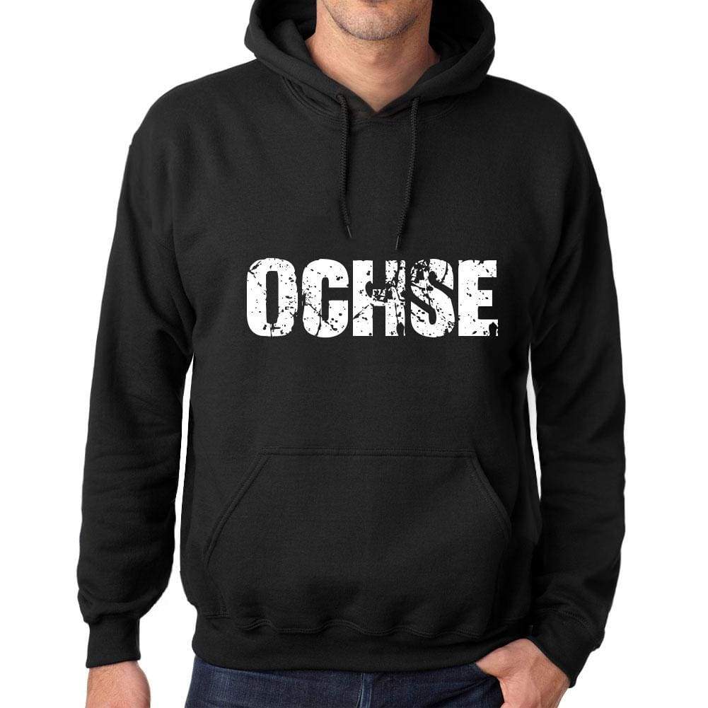 Mens Womens Unisex Printed Graphic Cotton Hoodie Soft Heavyweight Hooded Sweatshirt Pullover Popular Words Ochse Deep Black - Black / Xs /