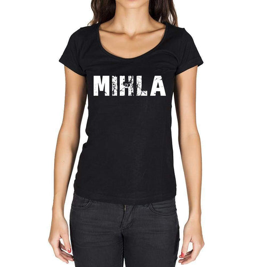 Mihla German Cities Black Womens Short Sleeve Round Neck T-Shirt 00002 - Casual