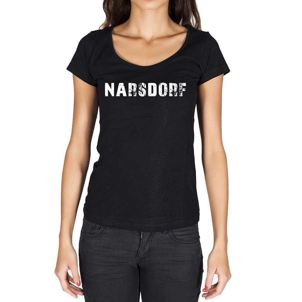 Narsdorf German Cities Black Womens Short Sleeve Round Neck T-Shirt 00002 - Casual