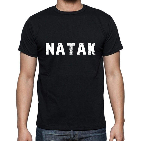 Natak Mens Short Sleeve Round Neck T-Shirt 5 Letters Black Word 00006 - Casual