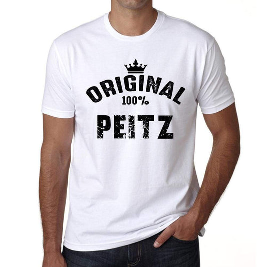 Peitz 100% German City White Mens Short Sleeve Round Neck T-Shirt 00001 - Casual