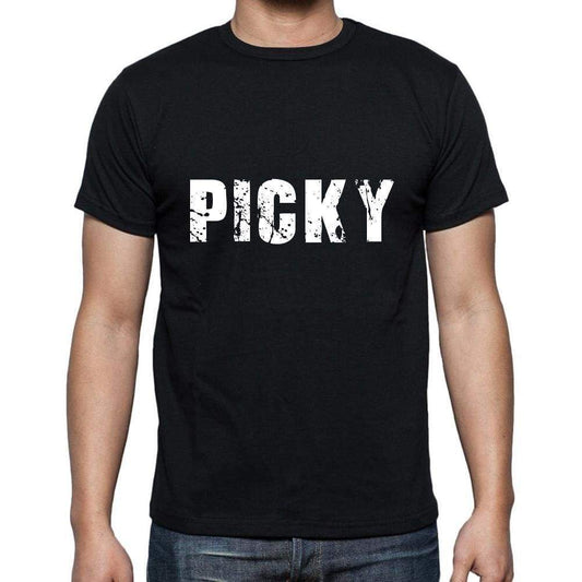 Picky Mens Short Sleeve Round Neck T-Shirt 5 Letters Black Word 00006 - Casual