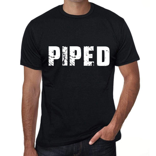 Piped Mens Retro T Shirt Black Birthday Gift 00553 - Black / Xs - Casual
