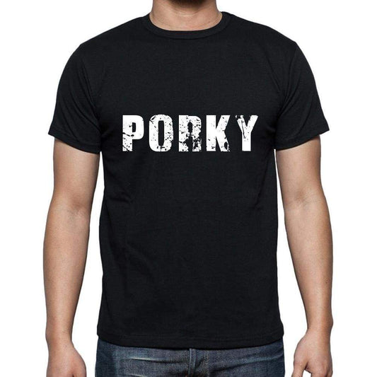 Porky Mens Short Sleeve Round Neck T-Shirt 5 Letters Black Word 00006 - Casual