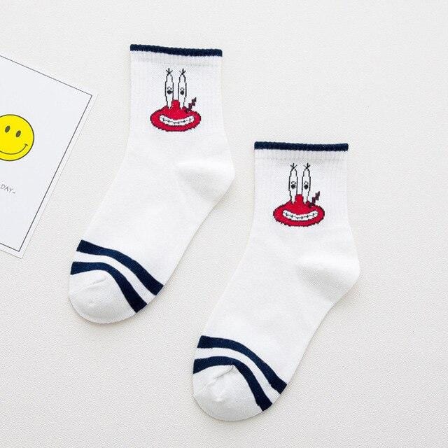 Harajuku Cute Patterend Ankle Socks Hipster Skatebord Ankle Funny Socks Female Fashion Cartoon Character Cute Short Socks Women