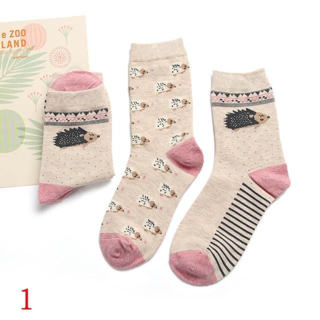 2Pair 2020 Spring Autumn Cute Socks Women Xmas Gift Box Cotton Socks Cartoon Print Creative Fashion Short Happy Socks For Girls