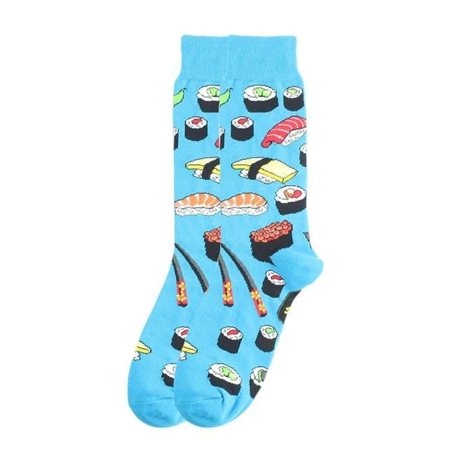 Happy Socks Fashion Hip Hop Skateboard Socks Cotton Cartoon Shark Pig Dog Food Hamburger Pizza Sushi Funny Men Women Calcetines