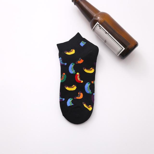 Summer Trendy Happy Socks Men Cotton Boat Man Socks Interest Funny Originality Harajuku ankle Sock Food Fruit