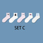 Ins Style Funny Animal Patterned Women Short Set Socks 5 Pairs Cartoon Ulzzang Cotton Ankle Breathable Female Harajuku Cool Sox
