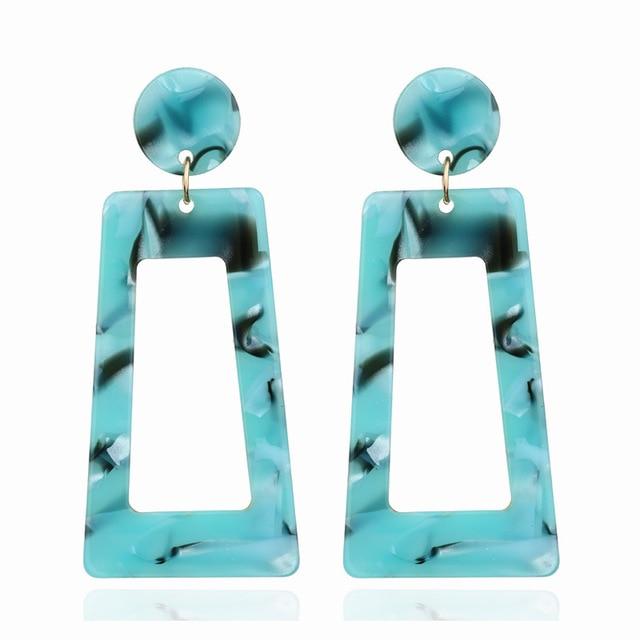 Personality 2019 Trapezoid Large Long Acrylic Acetate Drop Earrings For Women Rectangle Tortoiseshell Earring Za Jewelry