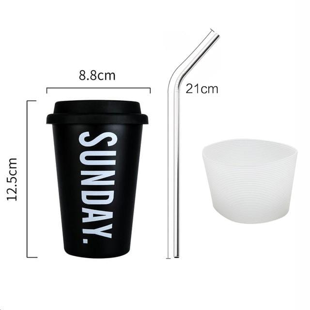 Coffee Mugs Thickened Stainless Steel Coffee Mugs Tea Cups Big Travel Mug Camping Mug Coffee Cup With Cup Sleeve Lid Straw 450ml