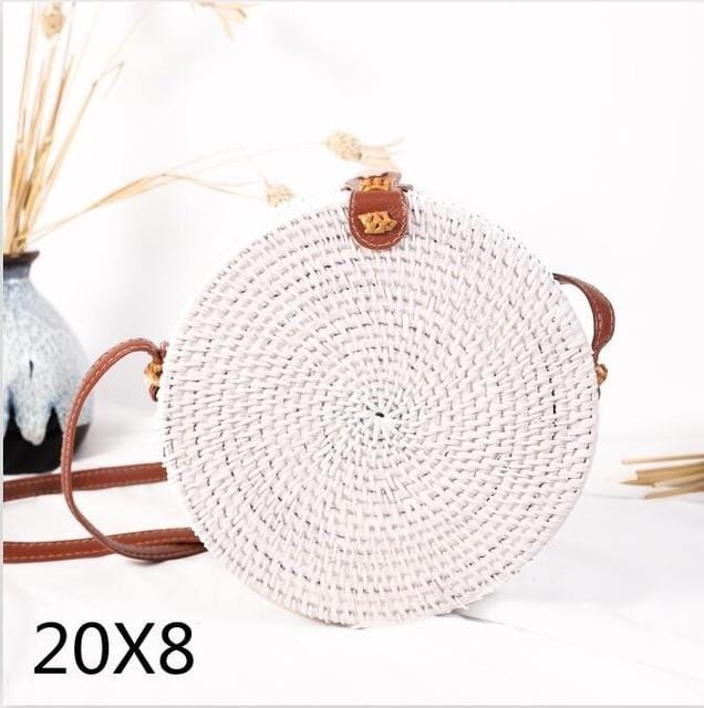 Woven Rattan Bag Round Straw Shoulder Bag Small Beach HandBags Women Summer Hollow Handmade Messenger Crossbody Bags