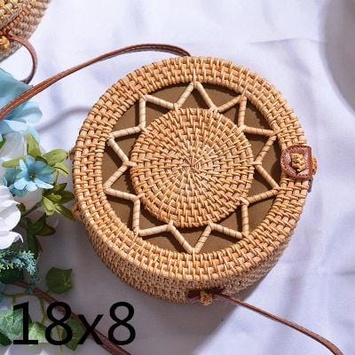 Woven Rattan Bag Round Straw Shoulder Bag Small Beach HandBags Women Summer Hollow Handmade Messenger Crossbody Bags