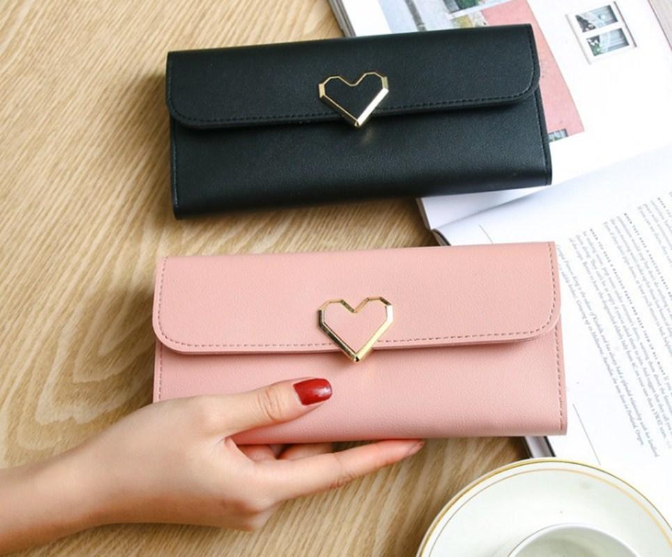 Women Long Wallets Purses Luxury Love Heart Wallets For Ladies Girl Money Pocket Card Holder Female Wallets Phone Clutch Bag