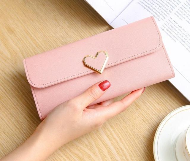 Women Long Wallets Purses Luxury Love Heart Wallets For Ladies Girl Money Pocket Card Holder Female Wallets Phone Clutch Bag