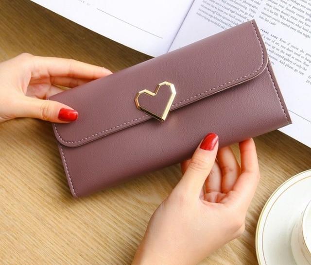 Women Long Wallets Purses Luxury Love Heart Wallets For Ladies Girl Money Pocket Card Holder Female Wallets Phone Clutch Bag