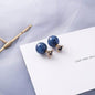AOMU Korean Blue Geometric Acrylic Irregular Hollow Circle Square Dangle Drop Earrings for Women Metal Bump Party Beach Jewelry