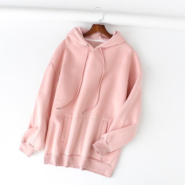 Tangada women fleece hoodie sweatshirts winter japanese fashion 2019 oversize ladies pullovers warm pocket hooded jacket SD60