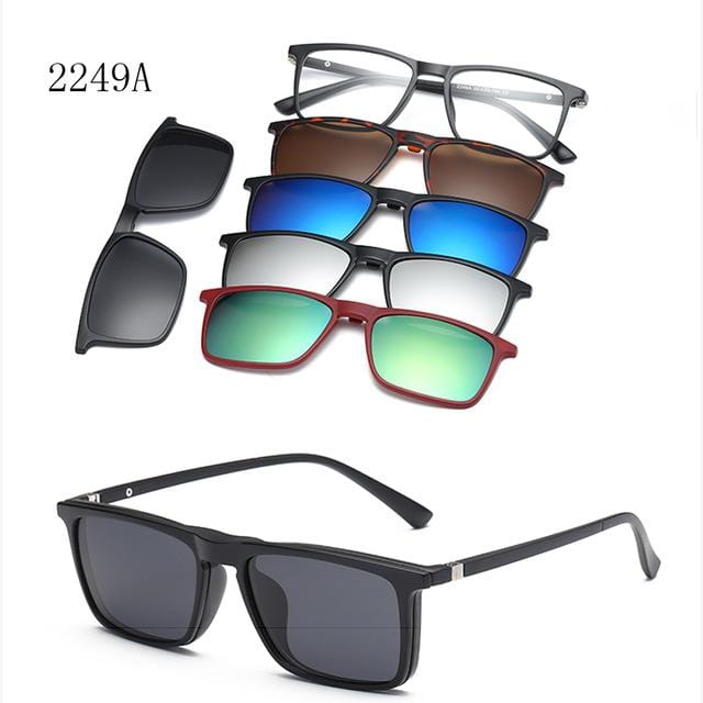 RUISIMO 5 lenes Magnet Sunglasses Clip Mirrored Clip on Sunglasses clip on glasses Men Polarized Custom Prescription Myopia