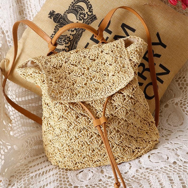 2020 Summer Hollow Out Straw Women Backpack Purse Handmade Woven Shoulder Messenger Bags Ladies Beach Bags Fashion Handbags