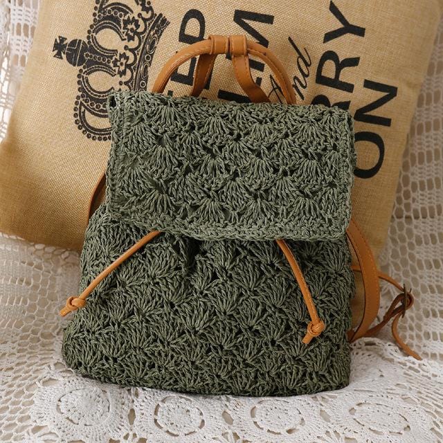 2020 Summer Hollow Out Straw Women Backpack Purse Handmade Woven Shoulder Messenger Bags Ladies Beach Bags Fashion Handbags