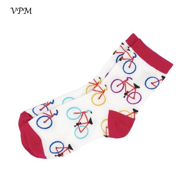 VPM Cotton Crew Women's Socks Casual Cute Streetwear Design Funny Alien Pig Dog Cat Space Print for Girl Gift