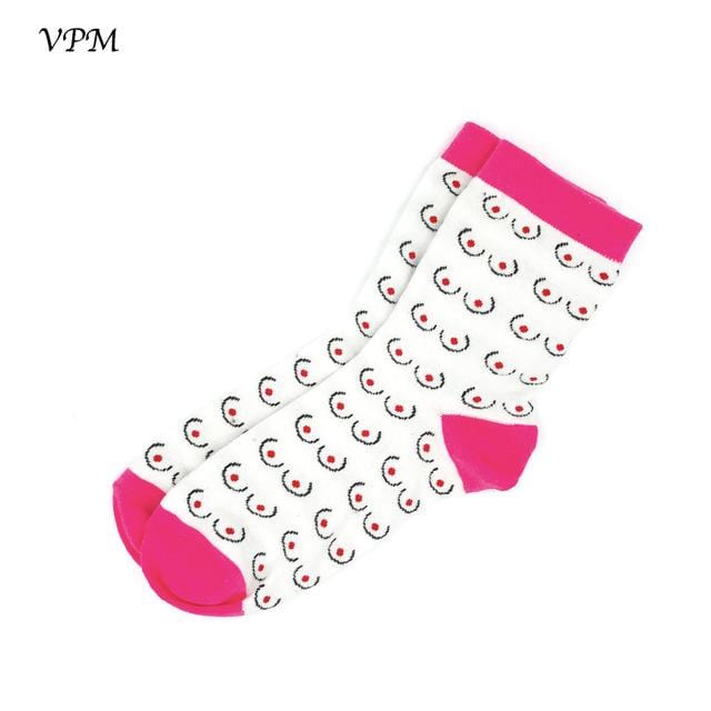 VPM Cotton Crew Women's Socks Casual Cute Streetwear Design Funny Alien Pig Dog Cat Space Print for Girl Gift