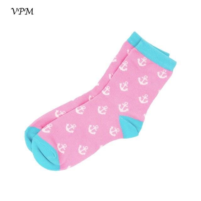 VPM Cotton Crew Women's Socks Casual Cute Streetwear Design Funny Alien Pig Dog Cat Space Print for Girl Gift