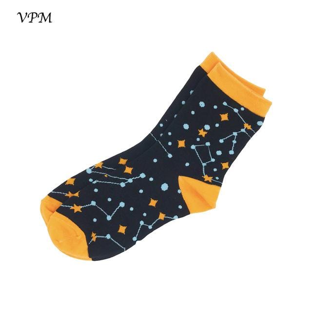 VPM Cotton Crew Women's Socks Casual Cute Streetwear Design Funny Alien Pig Dog Cat Space Print for Girl Gift